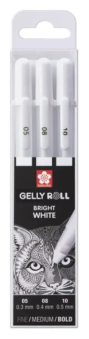 Boligrafo gelly basic white 05/08/10 estuche 3 unidades