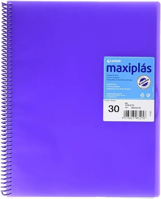Carpeta 30 fundas maxiplas translucida violeta con sobre