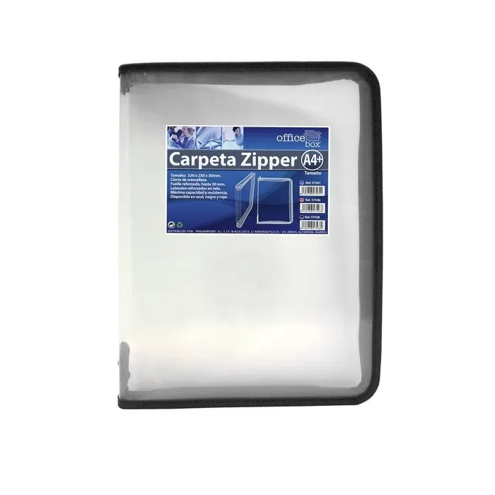 Carpeta a4 pp con cremallera zipper negro