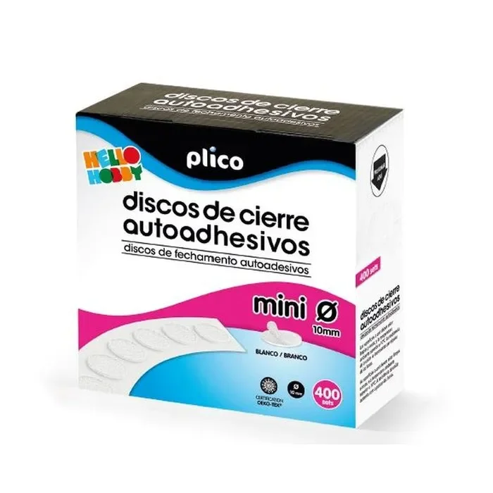 Discos de cierre textil autoadhesivos mini 10mm 400ud blanco