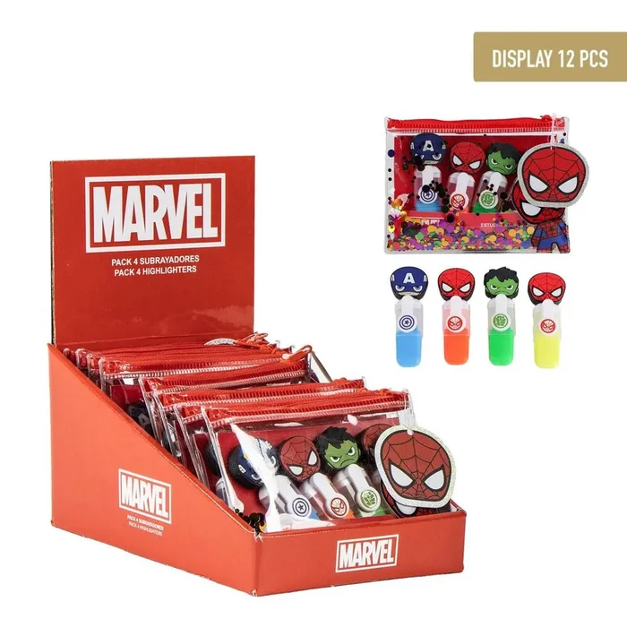Expositor 12 set subrayadores avengers
