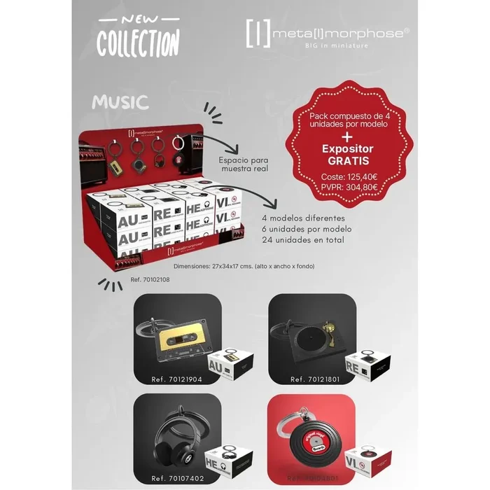 Expositor 16 llaveros metalmorphose music