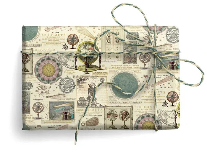 Expositor 25 unidades papel regalo cosmos con oro