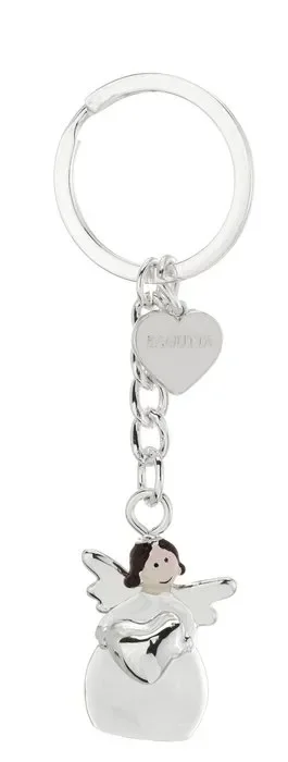 Llavero de angel blanco plateado con corazon