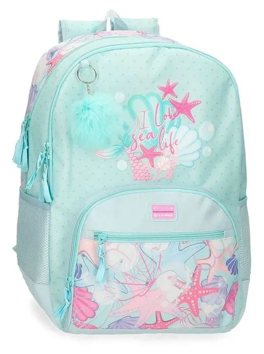 Mochila escolar movom sea life doble adapt carro 46cm