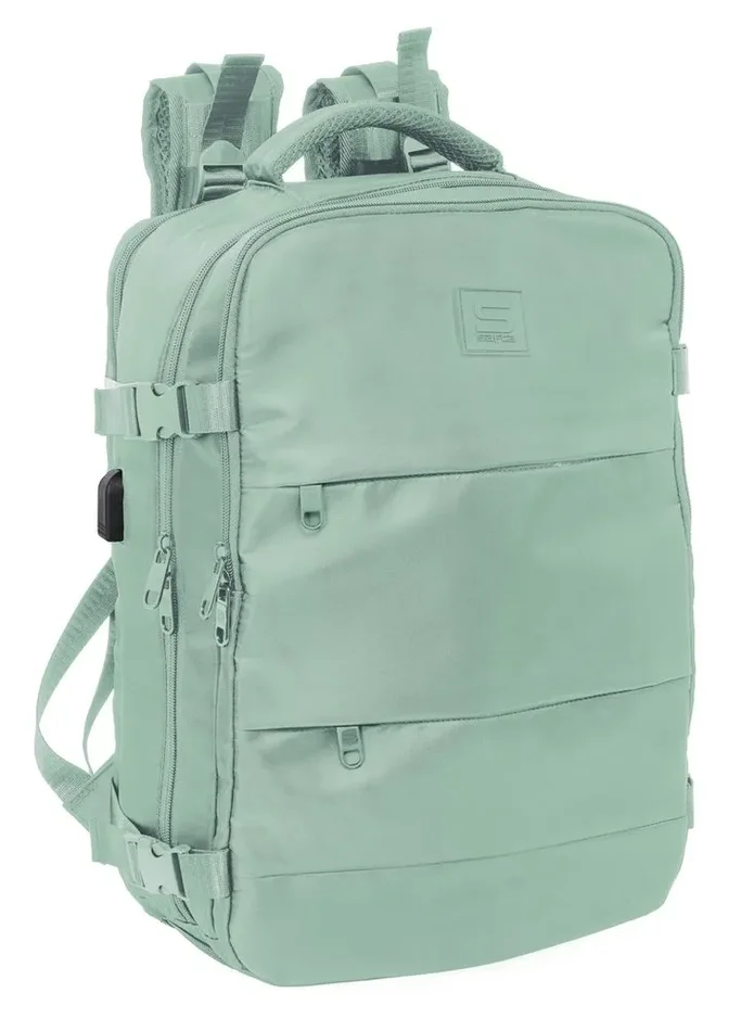 Mochila viaje cabina 44cm portatil 15,6´´ safta verde pastel