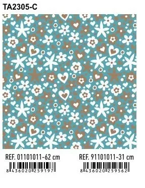 Papel regalo bobina ta2305-c 31cm corazones y flores