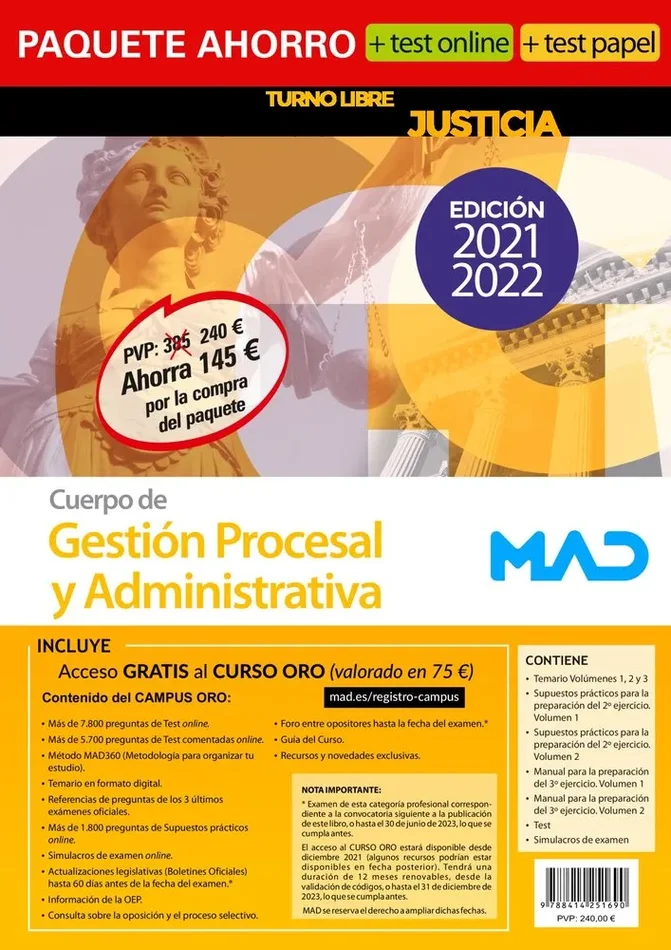 Paquete ahorro test papel gestion procesal y administrativa