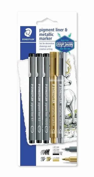 Rotuladores calibrados pigment liner metallic marker 3 uds