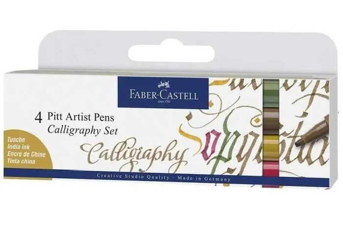 Set 4 rotuladores faber castel pitt caligrafia multicolor