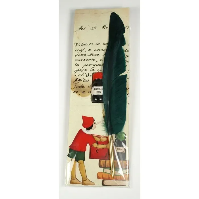 Set pluma madera + tinta pinocho