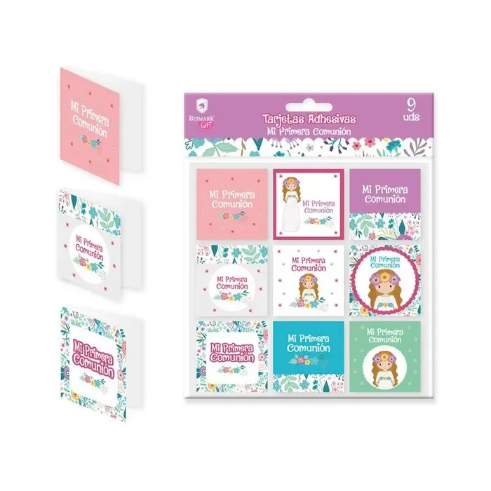Tarjetas adhesivas niÑas mi primera comunion